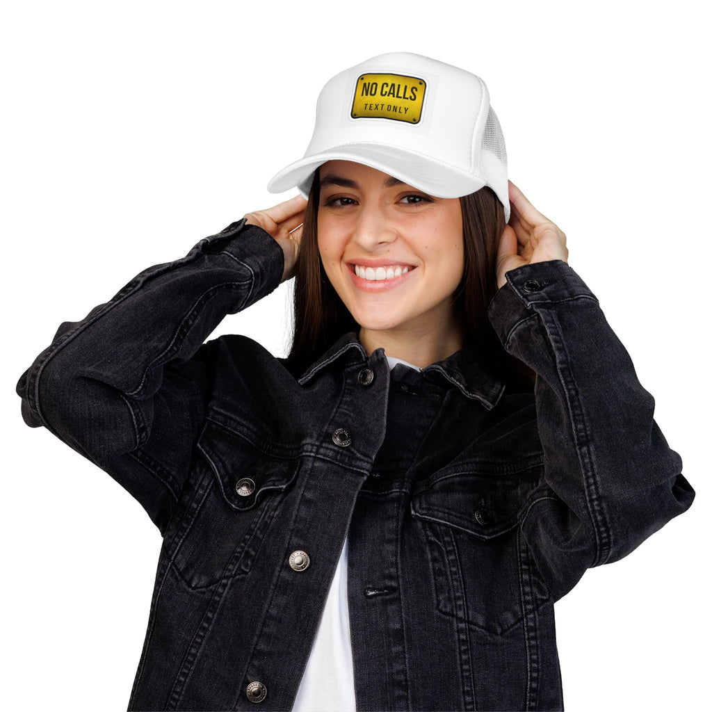 Hazardy "No Calls, Text Only" Trucker Hat — Black