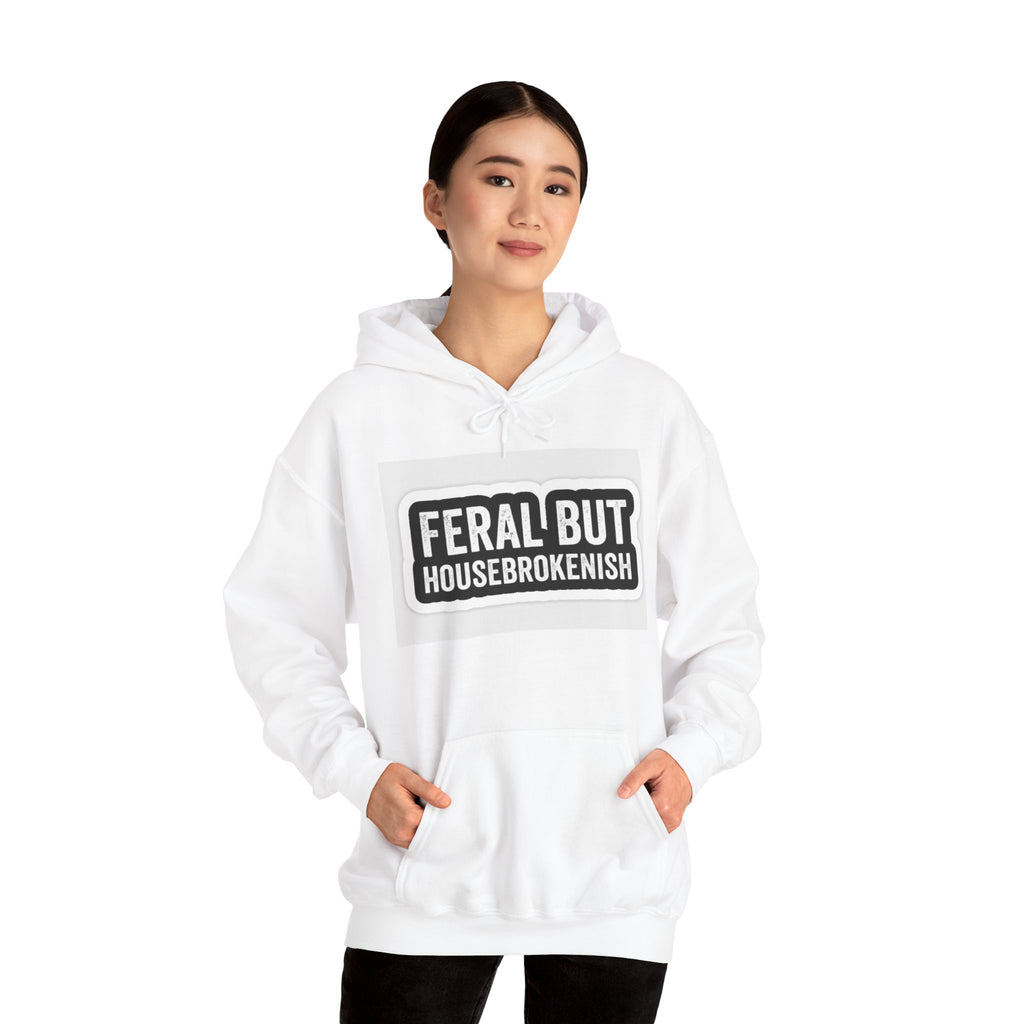 Hazardy "Feral But Housebrokenish" Graphic Hoodie — Black