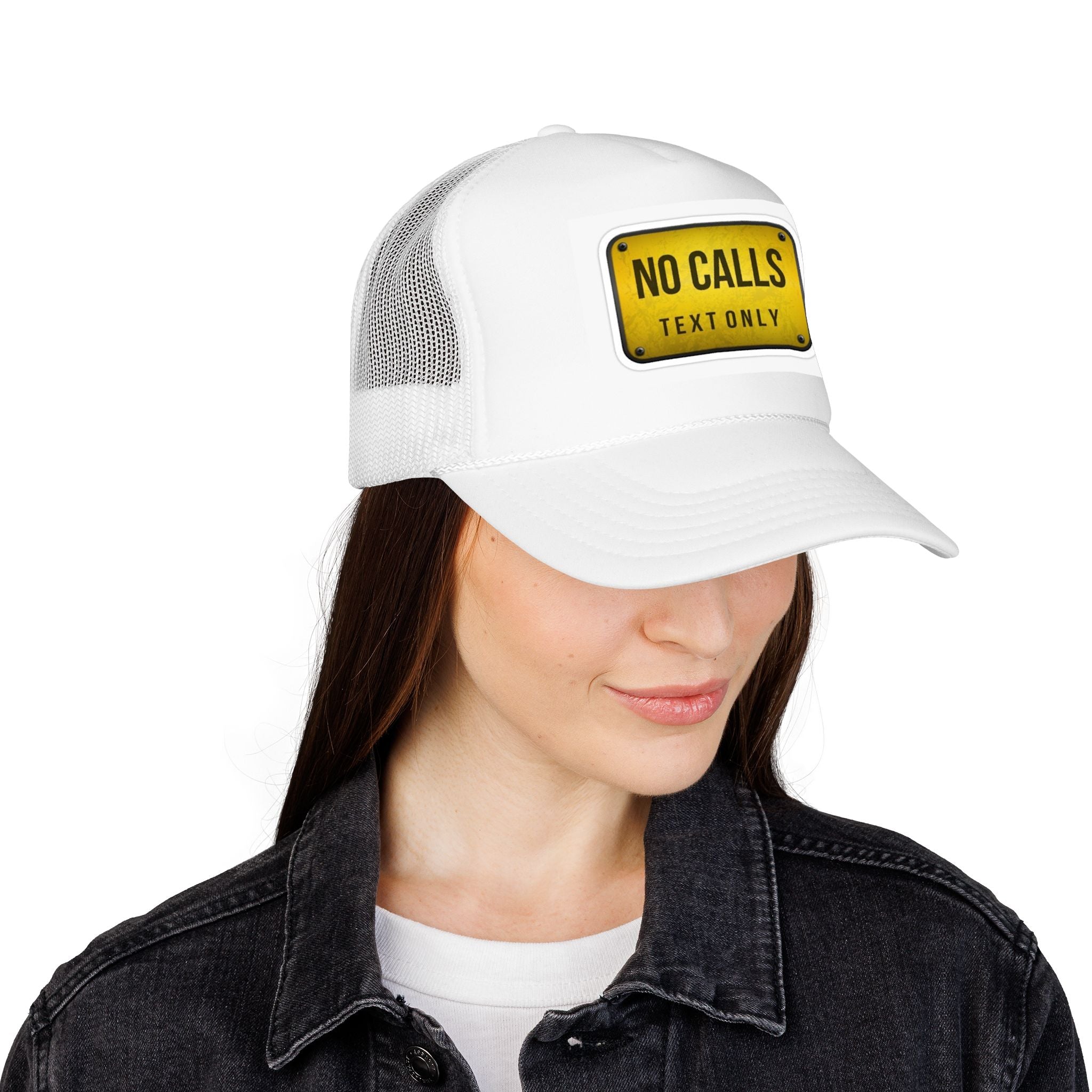 Hazardy "No Calls, Text Only" Trucker Hat — Black
