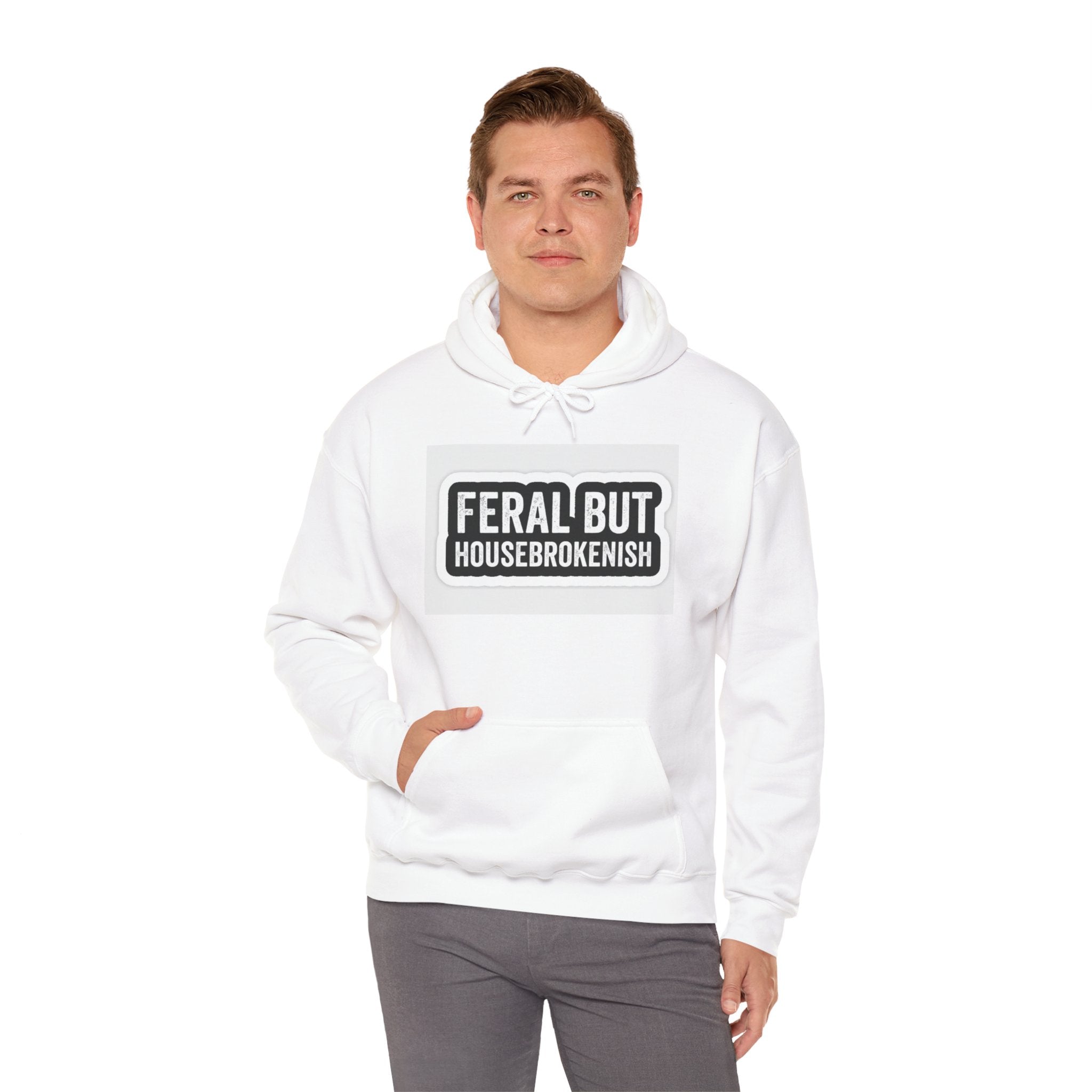 Hazardy "Feral But Housebrokenish" Graphic Hoodie — Black