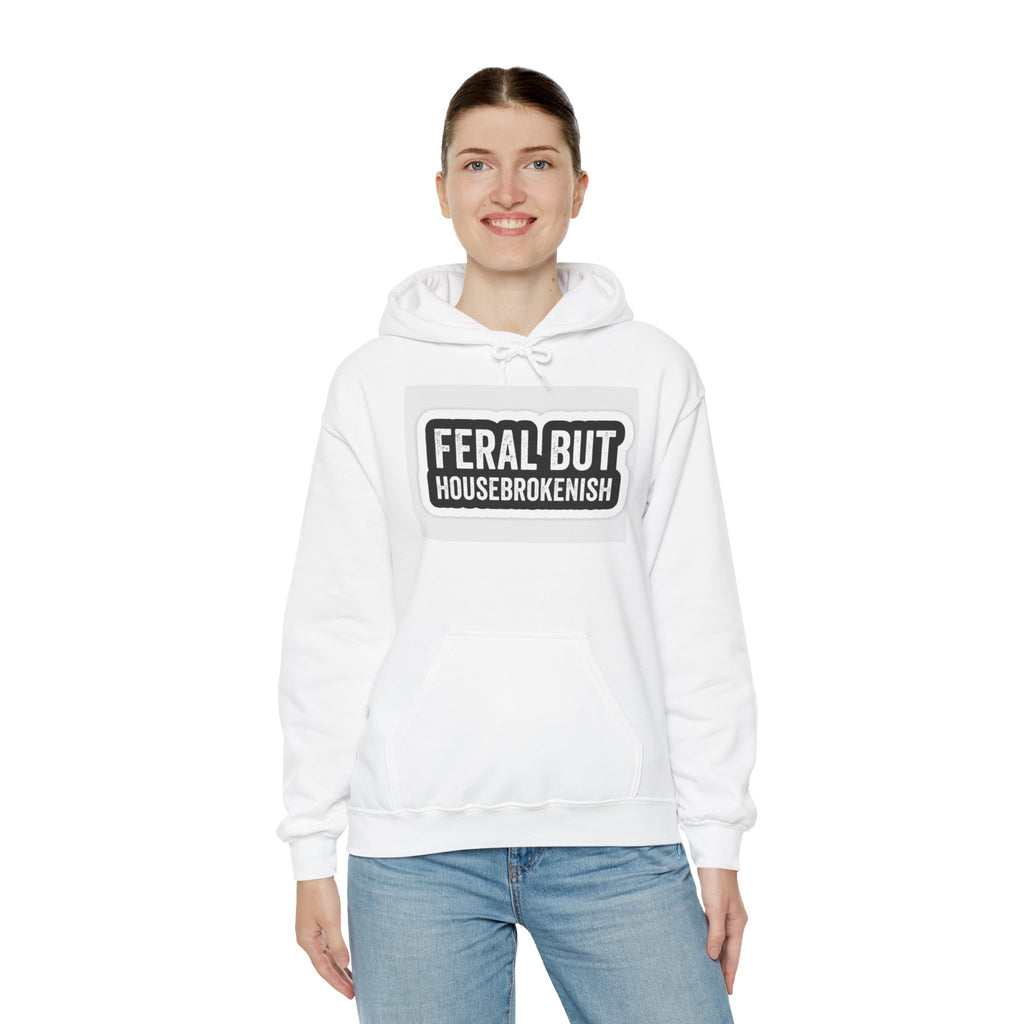Hazardy "Feral But Housebrokenish" Graphic Hoodie — Black