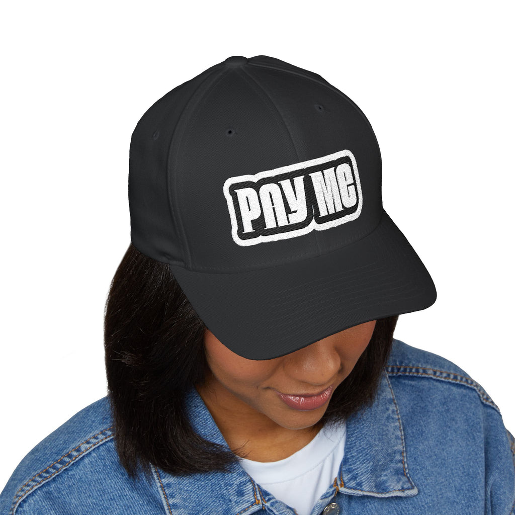 Embroidered 'Pay Me' Patch Cap — Structured Closed-Back Baseball Hat
