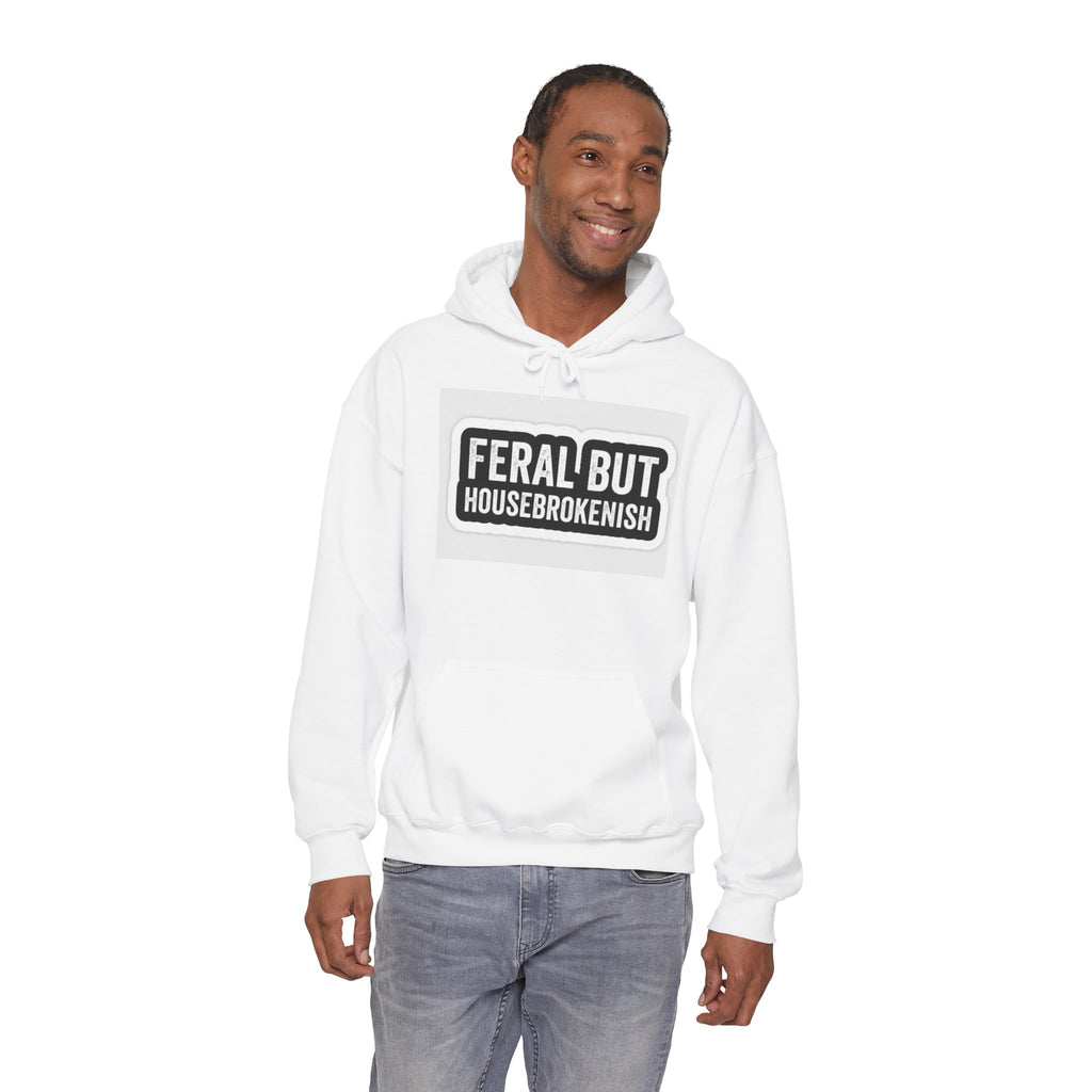 Hazardy "Feral But Housebrokenish" Graphic Hoodie — Black
