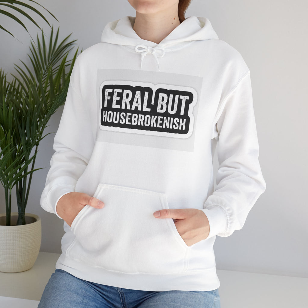 Hazardy "Feral But Housebrokenish" Graphic Hoodie — Black