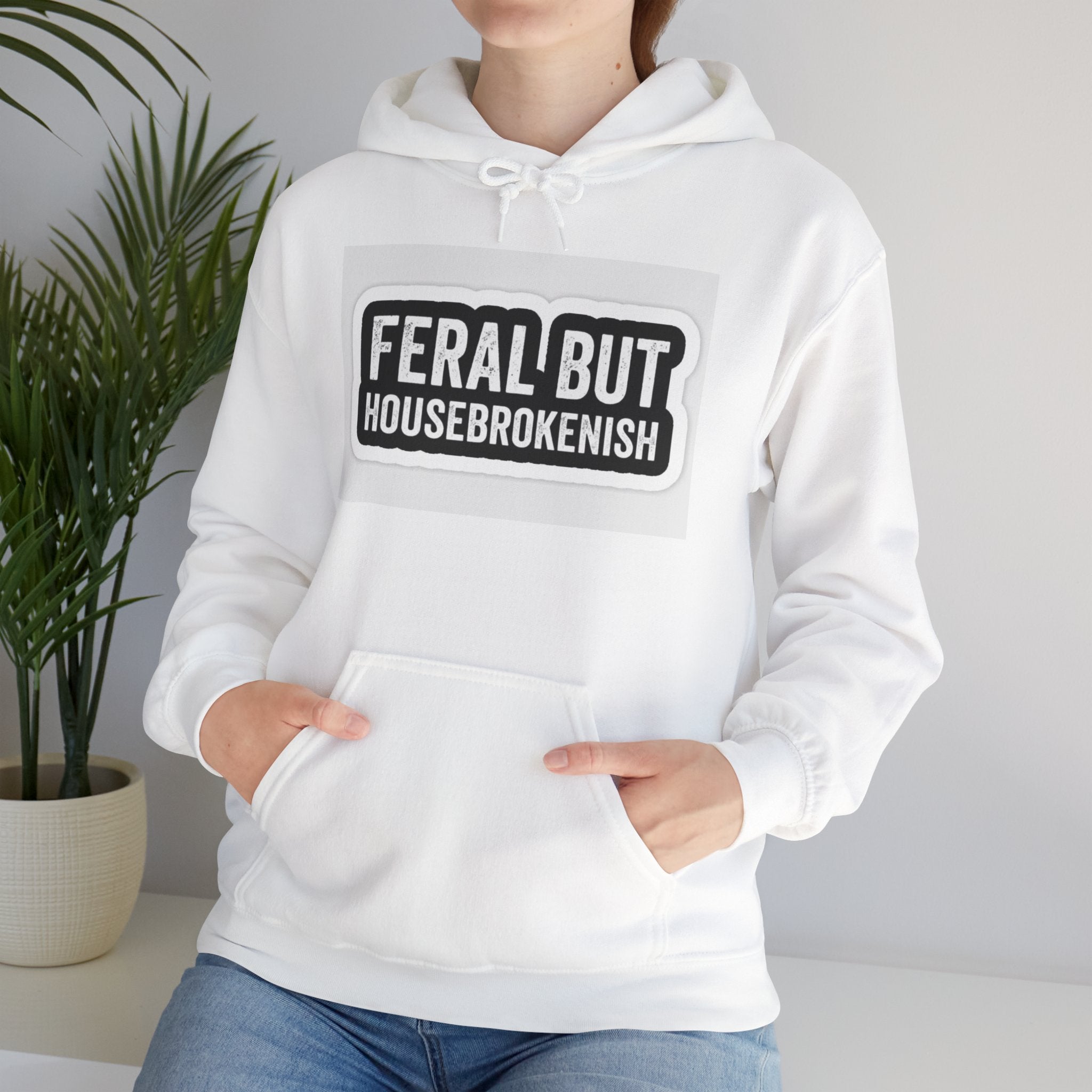 Hazardy "Feral But Housebrokenish" Graphic Hoodie — Black