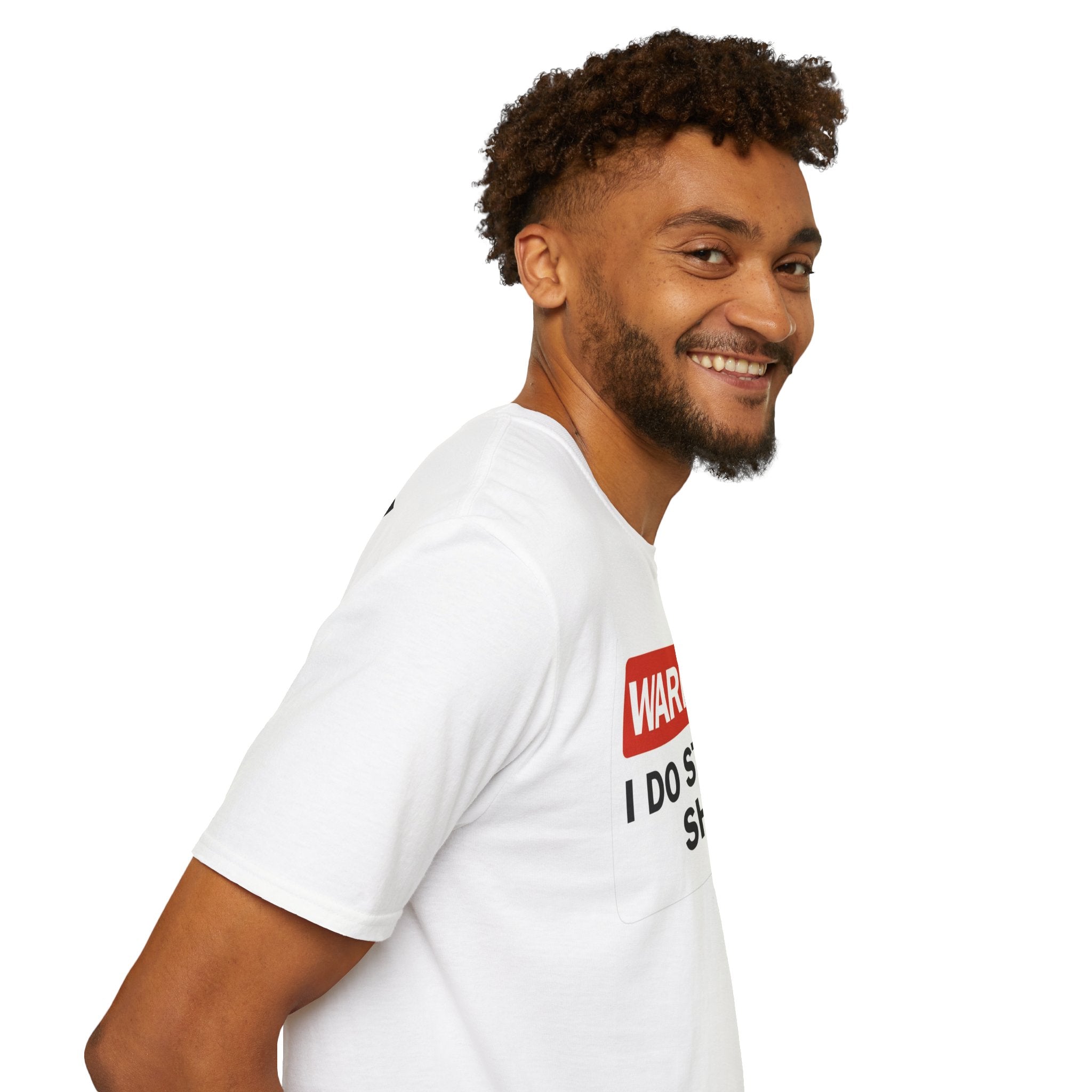 Hazardy "Warning: I Do Stupid Shit" Hazard Text Graphic Tee